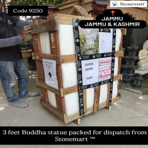 Packing 3 Feet Big Marble Buddha Statue For Shipping Safely To Jammu, Jammu And Kashmir