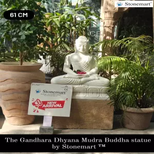 Sold To Tirupur, Tamil Nadu - Hand Carved 61Cm Meditating Buddha Sculpture In White Marble For Home Decor