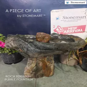 Stunning Natural Stone Rock Bird Bath Bubble Fountain For Home, Garden, Balcony