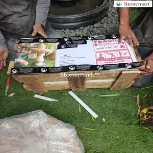 Packing White Stone Bird Bath Fountain For Shipping To Shahjahanpur, Up