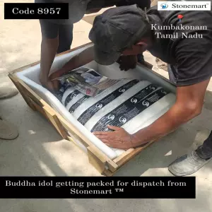 61Cm Marble Buddha Idol Packed For Shipment To Kumbakonam, Tamil Nadu