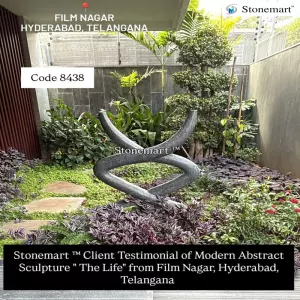 Client Testimonial Of Modern Abstract Granite Sculpture For Garden From Film Nagar, Hyderabad