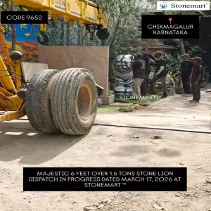 6 Feet Marble Lion Statue Packed And Shipped To Chikmagalur, Karnataka Dated March 17, 2026