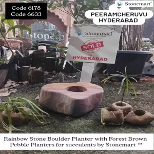 Sold To Hyderabad, Telangana - Stone Boulder Planter And Forest Brown Pebble Planters For Succulents, Jade
