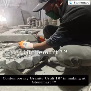 Carving Beautiful 16 Inch Contemporary Granite Stone Urli Bowl