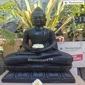 Sold To Nagercoil, Kanyakumari, 2Ft Meditating Black Marble Stone Buddha Sculpture For Interior And Exterior