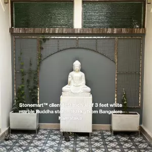 Client Testimonial Of 3 Feet Abhaya Mudra Marble Buddha Statue From Bangalore, Karnataka