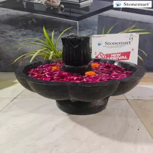 21 Inch, 70 Kg Granite Floral Urli Water Feature For Festive Decor