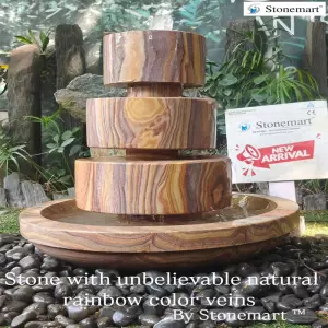 32 Inch, 200 Kg Sandstone Cascading Millstone Water Feature For Luxury Decor