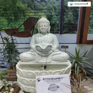 Sold 3 Feet Marble Buddha Waterfall With Lotus Base