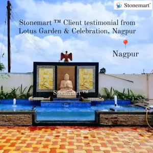 Client Testimonial Of 5Ft Stone Buddha Idol, Panel Fountain, And Hawk Figurine From Lotus Garden And Celebration, Nagpur