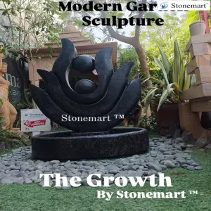 4Ft, 350 Kg Granite Lotus Figurine Abstract Sculpture "The Growth" For Indoor And Outdoor