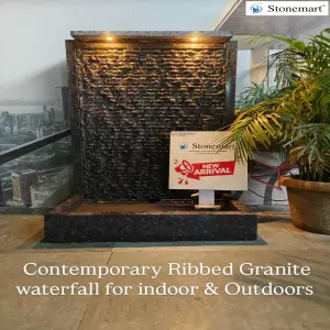 Modern Ribbed Granite Standalone Water Fountain For Indoor And Outdoor