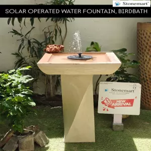 Natural Stone Solar Operated Bird Bath Water Feature For Outdoor