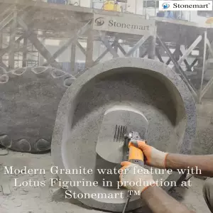 Manufacturing Black Granite Stone Water Fountain With Lotus Figurine For Indoor And Outdoor