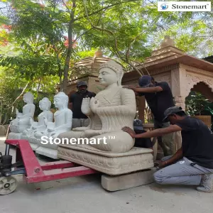 Available (Only 5 Feet) 4 Feet And 5 Feet Big Marble And Stone Buddha Statues For Farmhouse And Resort