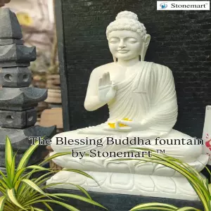 Available - Hand Carved 5 Feet Big Size Blessing Buddha Water Fountain For Indoor And Outdoor Decor