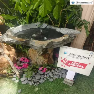 Natural Stone Bird Bath Water Feature For Balcony Garden And Terrace Garden