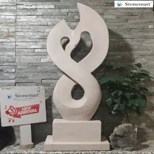 Modern Stone Abstract Sculpture Of A Pair Of 4 Feet Swan