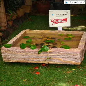Sold To Meerut, Uttar Pradesh - Natural Stone Lotus Pond Out Of Rainbow Sandstone For Garden Decor