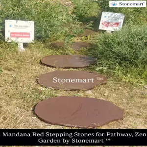 Mandana Red Stone Stepping Stones For Garden Pathway Or Zen Garden