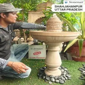 Sold To A Commercial Establishment In Shahjahanpur, Uttar Pradesh - White Stone Bird Bath Water Fountain For Home And Garden