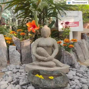 Balinese Abstract Sculpture With 20 Inch Rock Uruli For Garden Decor