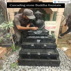 Available - Handcrafted Cascading Stone Buddha Water Fountain