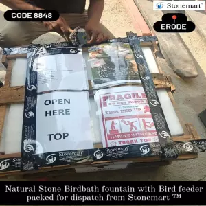 Packing Stone Bird Bath Fountain For Shipment To Erode, Tamil Nadu
