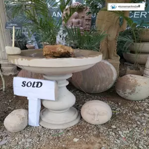 Sold Hand Carved Sandstone Birdbath Fountain