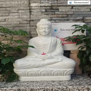 Sold To Pune, Maharashtra - 2 Feet White Marble Buddha Statue For Extraordinary Interior Decor