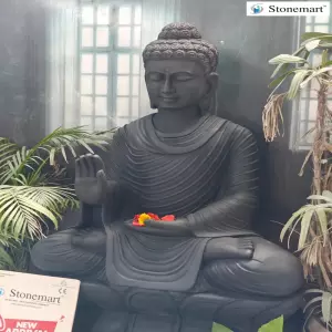 Sold To Chhatrapati Sambhaji Nagar, Maharashtra - 48 Inch Big Buddha Idol In Black Marble For Hotels, Resorts, Farmhouses, Villas