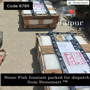 Modern Stone Fish Fountain Packed For Dispatch To Jaipur, Rajasthan
