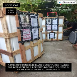 4 Feet Marble Lion Statues Packed And Shipped To Gorakhpur, Uttar Pradesh