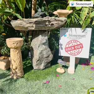 Sold To Pollachi, Tamil Nadu Stone Birdbath Fountain With Bird Feeder