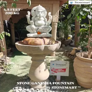 4.5 Feet Big Stone Ganesha Fountain For Luxury Indoor And Outdoor Spaces