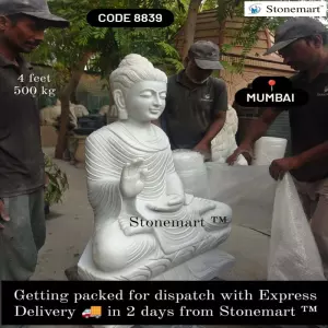 Packing 4Ft Marble Buddha Statue For Dispatch To Mumbai, Maharashtra