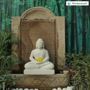 Sold 5 Feet Sandstone Fountain With 2 Feet Buddha