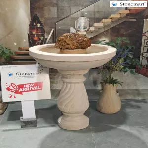 Standalone Stone Water Fountain With Natural Lava Rock Pout On Top