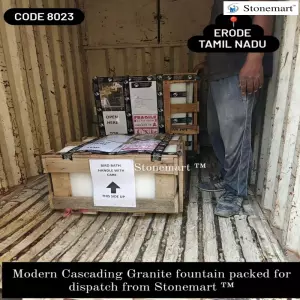 Packaging In Progress Of Contemporary Granite Cascading Water Feature For Dispatch To Erode, Tamil Nadu