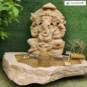 4 Feet Sandstone Ganesha Fountain