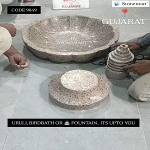 Packing Granite Urli Water Fountain For Shipping To Ahmedabad, Gujarat