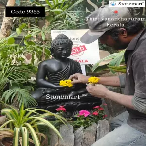 Sold To Thiruvananthapuram, Kerala - 2 Feet Black Marble Meditating Buddha Statue For Home Decor