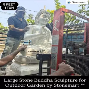 Available - Hand Carved 5 Feet Large Size Buddha Statue For Indoor And Outdoor