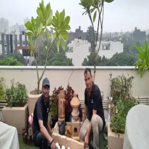 Stonemart Team After Installing Zen Garden At Client's Place At Gurgaon, Haryana