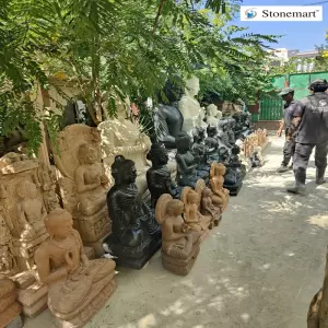 Stone And Marble Garden Buddha Statues