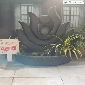 Hand Carved Granite Stone Lotus Sculpture Planter For Home And Garden Decor