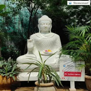 Sold To Navsari, Gujarat 4 Feet, 500 Kg Marble Stone Buddha Statue For Garden In Abhaya Mudra