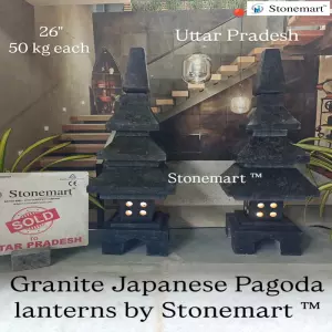 Sold To Uttar Pradesh - 26 Inch Granite Stone Lanterns For Interior And Exterior Decor