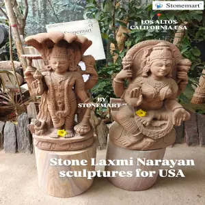 Sold To Los Altos, California, Usa - 2 Feet Natural Stone Idols Of Lakshmi Narayan